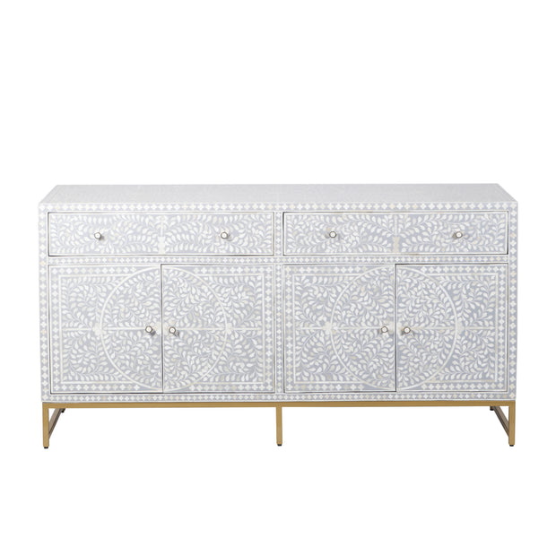 Bone Inlay Buffet - Light Grey Floral Scroll