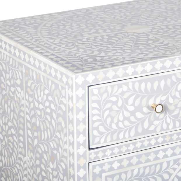 Bone Inlay Buffet - Light Grey Floral Scroll