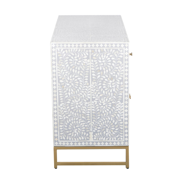 Bone Inlay Buffet - Light Grey Floral Scroll