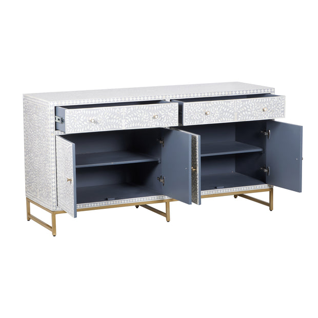 Bone Inlay Buffet - Light Grey Floral Scroll