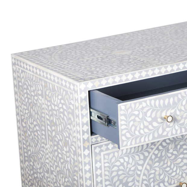 Bone Inlay Buffet - Light Grey Floral Scroll
