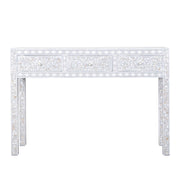 Mother of Pearl Inlay 3 Drawer Hall Table or Side Table - Light Grey Floral