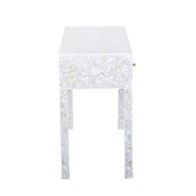 Mother of Pearl Inlay 3 Drawer Hall Table or Side Table - Light Grey Floral