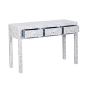 Mother of Pearl Inlay 3 Drawer Hall Table or Side Table - Light Grey Floral