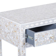 Mother of Pearl Inlay 3 Drawer Hall Table or Side Table - Light Grey Floral