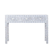 Mother of Pearl Inlay 3 Drawer Hall Table or Side Table - Dark Grey Floral