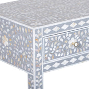 Mother of Pearl Inlay 3 Drawer Hall Table or Side Table - Dark Grey Floral