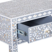 Mother of Pearl Inlay 3 Drawer Hall Table or Side Table - Dark Grey Floral