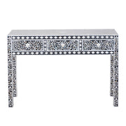 Mother of Pearl Inlay 3 Drawer Hall Table or Side Table - Black Floral