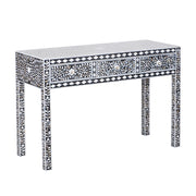 Mother of Pearl Inlay 3 Drawer Hall Table or Side Table - Black Floral