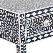 Mother of Pearl Inlay 3 Drawer Hall Table or Side Table - Black Floral