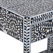 Mother of Pearl Inlay LARGE 1 Drawer Bedside Table with Shelf - Grey Floral
