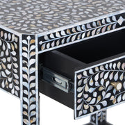 Mother of Pearl Inlay LARGE 1 Drawer Bedside Table with Shelf - Grey Floral