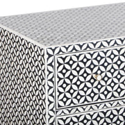 Bone Inlay Buffet 6 Drawer Chest of Drawers - Black Geometric