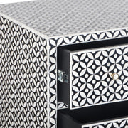 Bone Inlay Buffet 6 Drawer Chest of Drawers - Black Geometric
