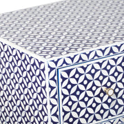 Bone Inlay Buffet 6 Drawer Chest of Drawers - Navy Blue Geometric