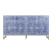 Mother of Pearl Inlay Buffet / Chest of Drawers - Navy Blue Floral