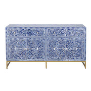 Mother of Pearl Inlay Buffet / Chest of Drawers - Navy Blue Floral