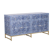Mother of Pearl Inlay Buffet / Chest of Drawers - Navy Blue Floral