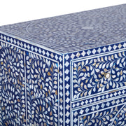 Mother of Pearl Inlay Buffet / Chest of Drawers - Navy Blue Floral