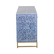 Mother of Pearl Inlay Buffet / Chest of Drawers - Navy Blue Floral