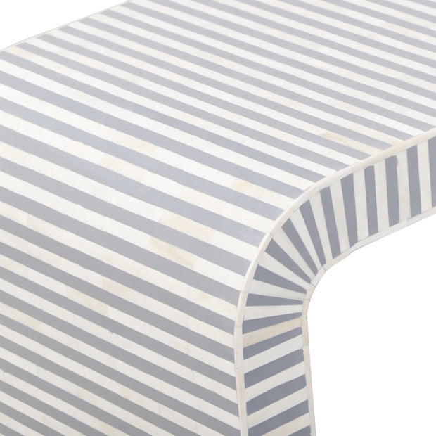 Bone Inlay Curved Waterfall Coffee Table - Grey Lines