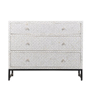 Bone Inlay 3 Drawer Chest of Drawers - Grey Geometric