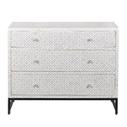 Bone Inlay 3 Drawer Chest of Drawers - Grey Geometric