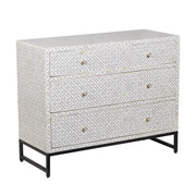 Bone Inlay 3 Drawer Chest of Drawers - Grey Geometric