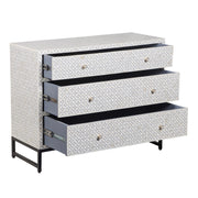 Bone Inlay 3 Drawer Chest of Drawers - Grey Geometric