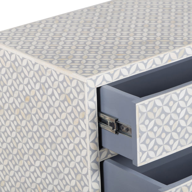 Bone Inlay 3 Drawer Chest of Drawers - Grey Geometric