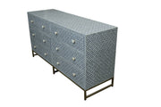 Bone Inlay Buffet 6 Drawer Chest of Drawers - Grey Geometric