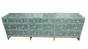 Mother of Pearl Inlay Buffet Chest of 9 Drawers - Emerald Green