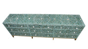 Mother of Pearl Inlay Buffet Chest of 9 Drawers - Emerald Green