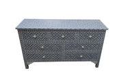 Bone Inlay 7 Drawer Chest of Drawers - Grey Wallpaper