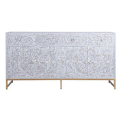 Mother of Pearl Inlay Buffet / Chest of Drawers - Light Grey Floral Scroll