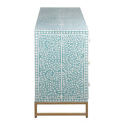 Bone Inlay Chest / Buffet 6 Drawer Chest of Drawers - Light Grey Floral