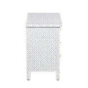 Bone Inlay Large 3 Drawer Bedside Table - Grey Geometric - Abacus and Hunt