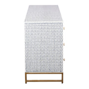Bone Inlay Buffet 6 Drawer Chest of Drawers - Dark Grey Lattice