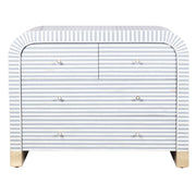Bone Inlay 4 Drawer Chest of Drawers - Waterfall / Curved - Grey Stripe