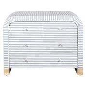 Bone Inlay 4 Drawer Chest of Drawers - Waterfall / Curved - Grey Stripe