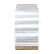 Bone Inlay 4 Drawer Chest of Drawers - Waterfall / Curved - Grey Stripe