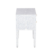 Bone Inlay Bedside, with 2 Drawers - Grey Floral - Abacus and Hunt