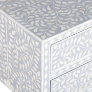Bone Inlay Bedside, with 2 Drawers - Grey Floral - Abacus and Hunt