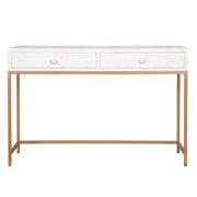 Bone Inlay 2 Drawer Hall Table - White Floral