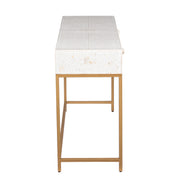 Bone Inlay 2 Drawer Hall Table - White Floral