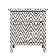 Bone Inlay Large 3 Drawer Bedside - Thin Zig Zag - Abacus and Hunt