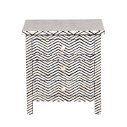 Bone Inlay Large 3 Drawer Bedside - Thin Zig Zag - Abacus and Hunt