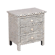 Bone Inlay Large 3 Drawer Bedside - Thin Zig Zag - Abacus and Hunt