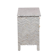 Bone Inlay Large 3 Drawer Bedside - Thin Zig Zag - Abacus and Hunt